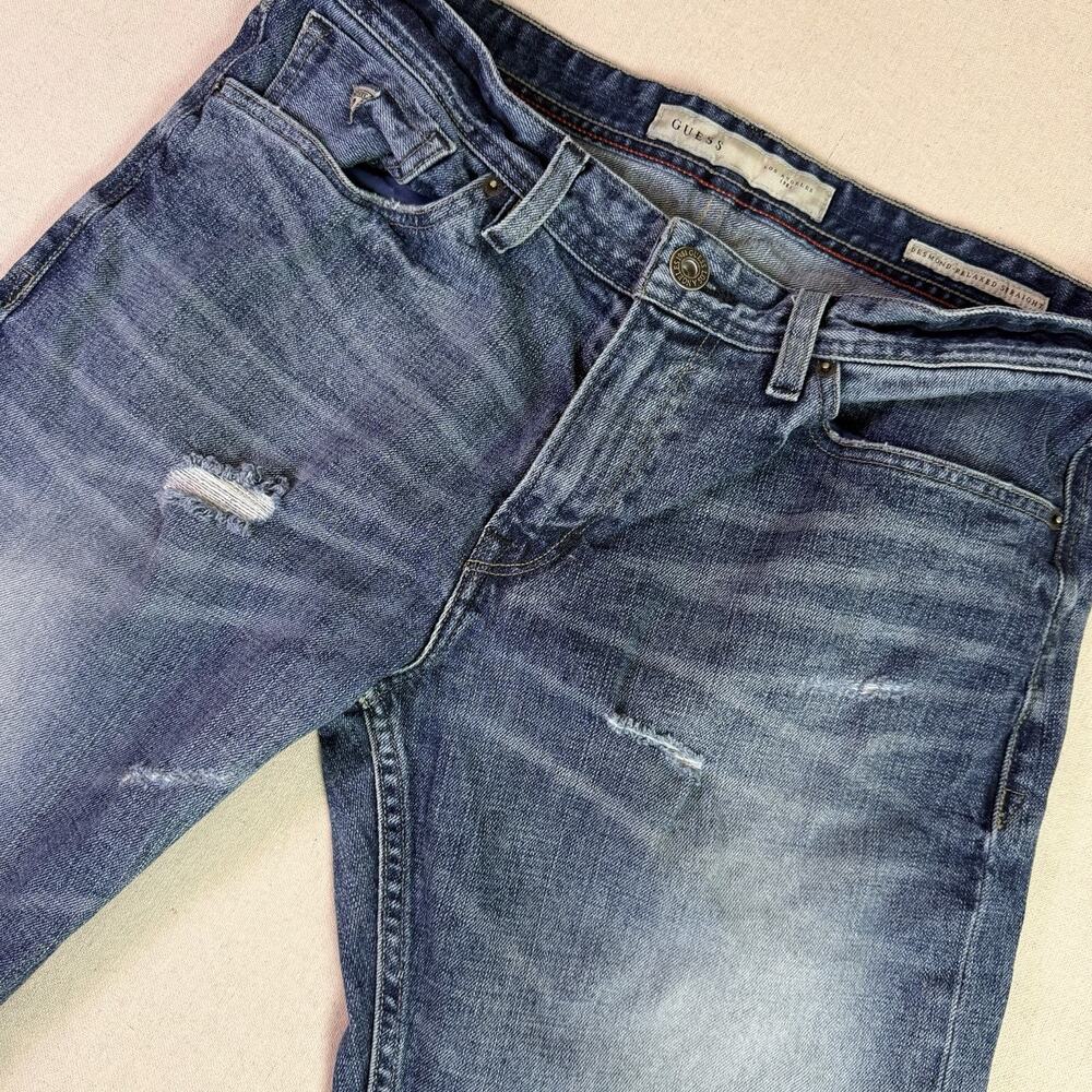 Guess Jeans Desmond Relaxed Straight Fit Mens 34x32 Distressed Medium Wash Y2K